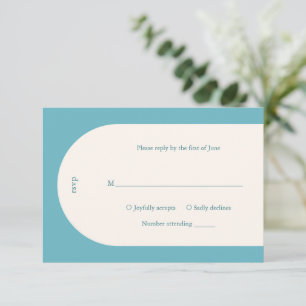 Cartons Réponse Simple Turquoise Arche Monogramme Mariage moderne