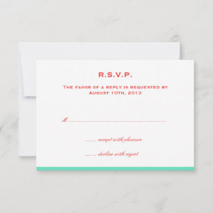 Cartons Réponse Simplement couleur bordure rouge turquoise mariage