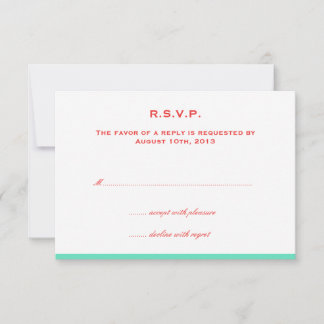 Cartons Réponse Simplement couleur bordure rouge turquoise mariage