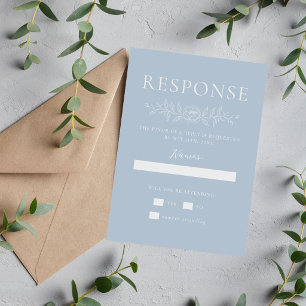 Cartons Réponse Simplicité Florale 1 Mariage Minimal Bleu Glacé
