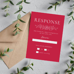 Cartons Réponse Simplicité Florale 1 Mariage Minimal Rose Raspberr