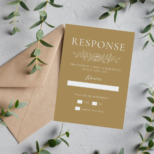 Cartons Réponse Simplicité Florale 1 Mariage Minimaliste Chêne Dor