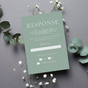 Cartons Réponse Simplicité Florale 1 Mariage Minimaliste Vert Mode