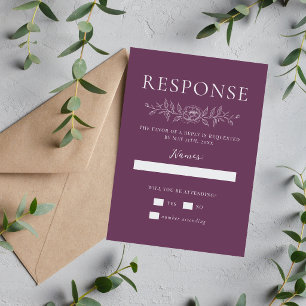 Cartons Réponse Simplicité Florale 1 Mariage Minimaliste Violet Ra