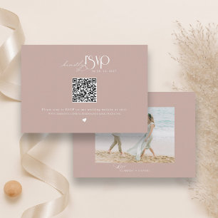 Cartons Réponse Site de Mariage de code QR minimaliste Dusty Rose