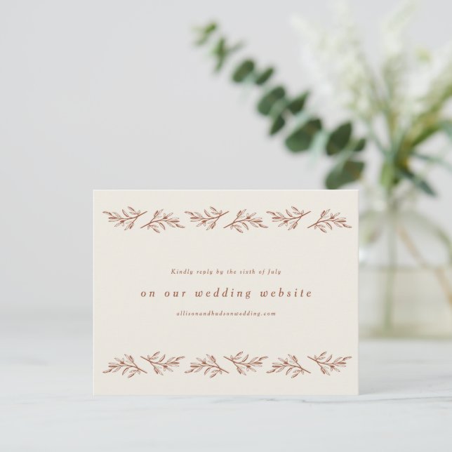 Cartons Réponse Site du Mariage Boho de la branche vintage (Debout devant)