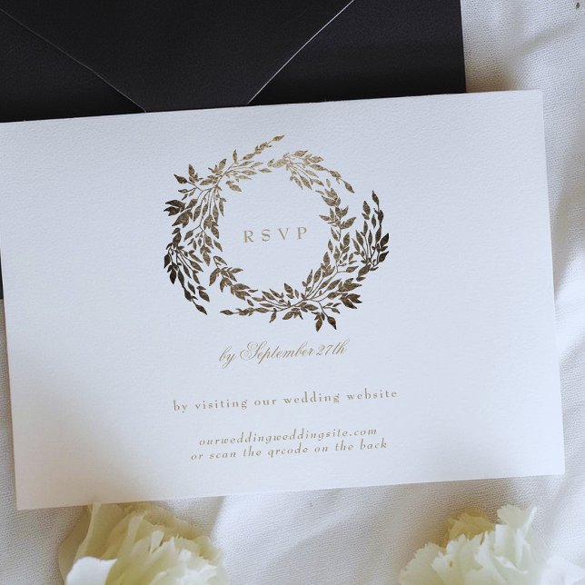 Cartons Réponse Site du Mariage botanique en ébène d'or noir (Créateur téléchargé)
