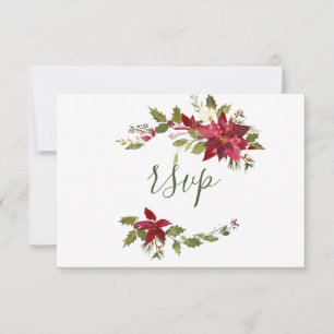 Cartons Réponse Site élégant de poinsettia rouge pour mariage de N