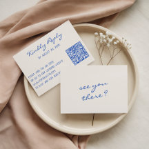 Site Web de Mariage Code QR Script Bleu Minimalist