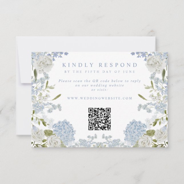 Cartons Réponse Soft Blue Floral Wedding (Devant)