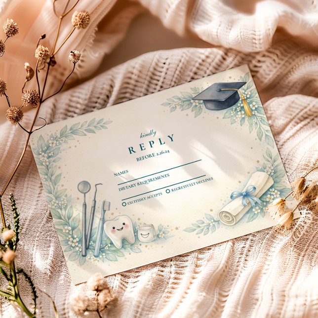 Cartons Réponse Soft Blue White Coat Dentist Graduation (Créateur téléchargé)