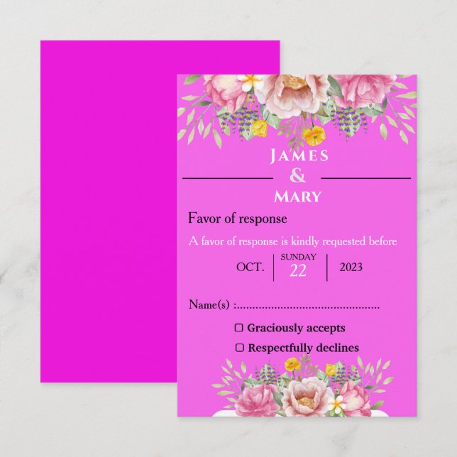 CARTONS RÉPONSE SONNERIE DE MARIAGE (Devant / Derrière)