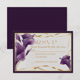 Cartons Réponse Sophistiqué violet Calla Lily Mariage