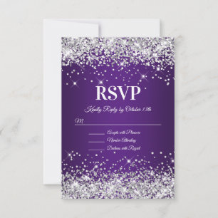 Cartons Réponse Sparkly Silver Parties scintillant Royal Purple Om