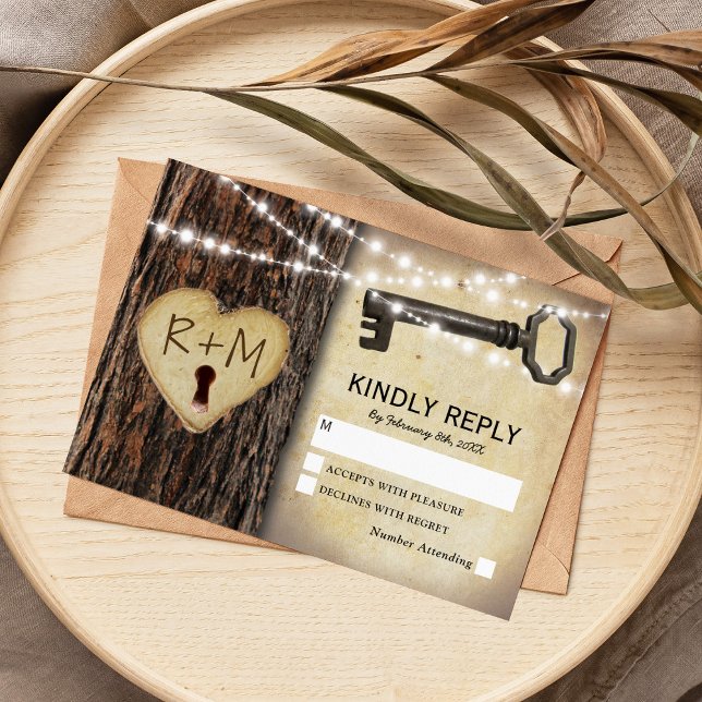 Cartons Réponse Squelette gothique rustique Clé et Coeur d'arbre R (Créateur téléchargé)