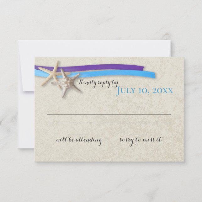 Cartons Réponse Starfish and Ribbon Purple and Blue Beach Response (Devant)