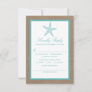 Cartons Réponse Starfish Turquoise Burlap Beach Wedding Collection