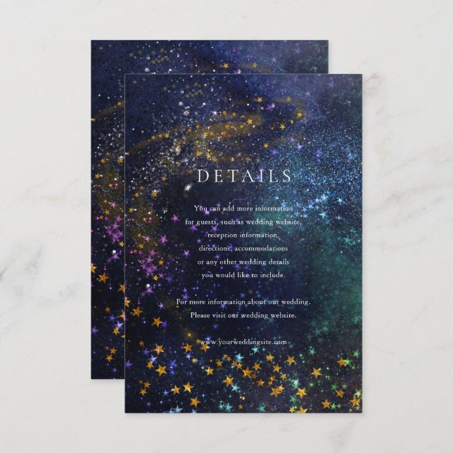 Cartons Réponse Starry Night Celestial Galaxy Mariage Détails Cart (Devant / Derrière)