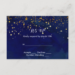 Cartons Réponse Starry Night Navy et Faux Gold Parties scintillant