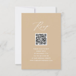Cartons Réponse Style moderne Beige Élégant Script Simple QR Weddi