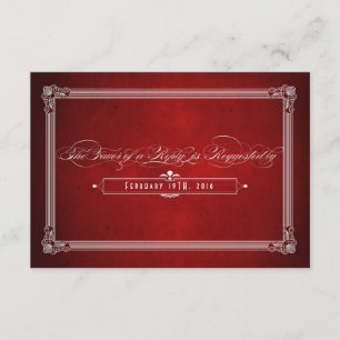 Cartons Réponse Style poster vintage Rouge & Argent Repas Choix RS