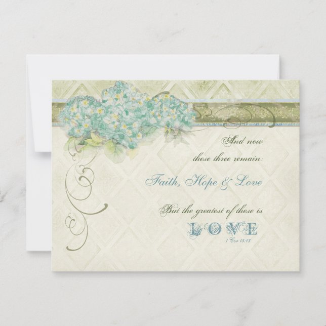 Cartons Réponse Style vintage Aqua Floral Hydrangea Swirl Damask (Devant)