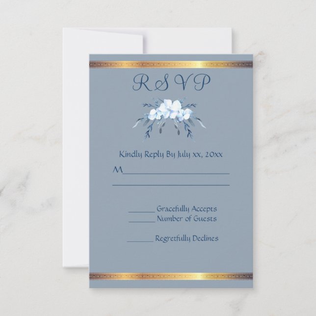 Cartons Réponse Sud Charm Dusty Blue Mariage Répondre (Devant)