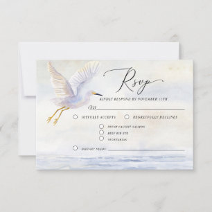 Cartons Réponse Summer Beach Ocean Watercolor Bird Code QR Mariage