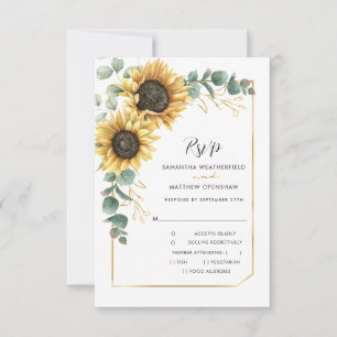 Cartons Réponse Sunflower Eucalyptus Botanical Mariage QR Code