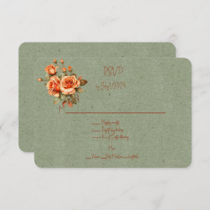Cartons Réponse Superbe Bouquet Mariage orange et vert