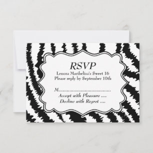 Cartons Réponse Sweet 16 Zebra Motif d'impression