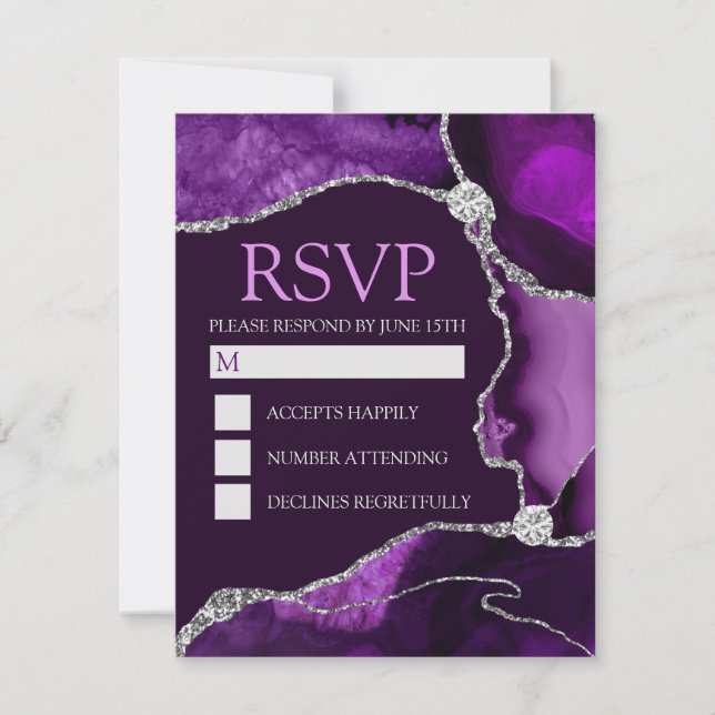 Cartons Réponse Sweet sixteen d'agate de Parties scintillant viole (Devant)