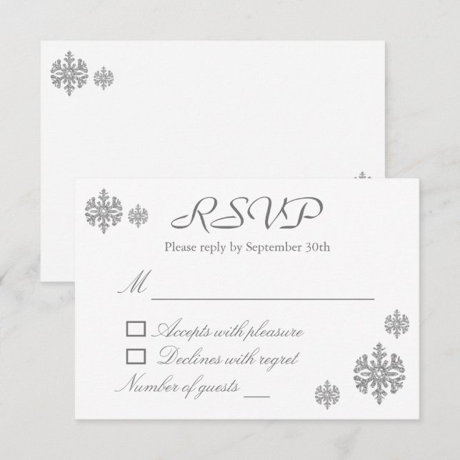 Cartons Réponse Sweet sixteen d'hiver Silver Snowflake (Devant / Derrière)