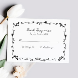 Cartons Réponse Sweet Whimsical manuscrit Mariage illustré