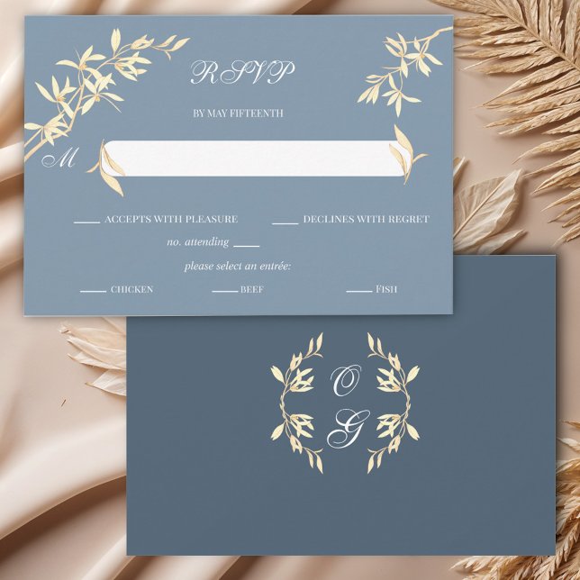 Cartons Réponse Symphonie florale intemporelle en mariage bleu RSV (Créateur téléchargé)