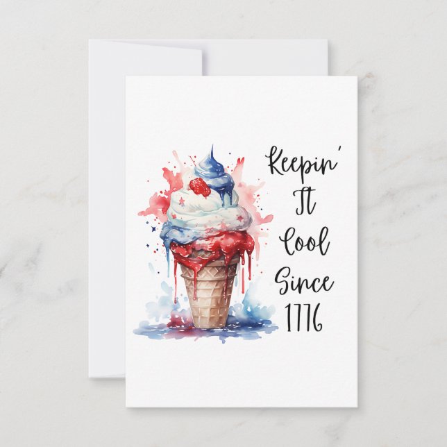 Cartons Réponse T-shirt crème glacée Patriotique 4 juillet (Devant)