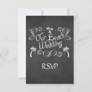 Cartons Réponse Tableau noir Notre Mariage Plage Correspondant RSV