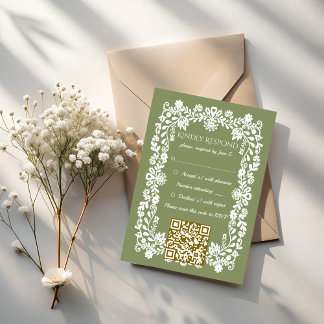 Cartons Réponse Talavera sage green Mexican wedding