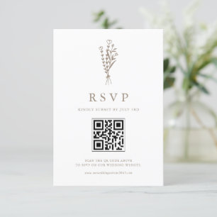 Cartons Réponse Taupe minimailiste Bouquet floral QR Code Mariage