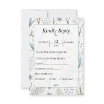 Teal Nordic Floral Wedding Elegant Minimal