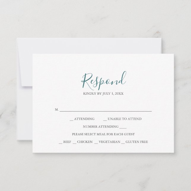 Cartons Réponse Teal Wedding (Devant)