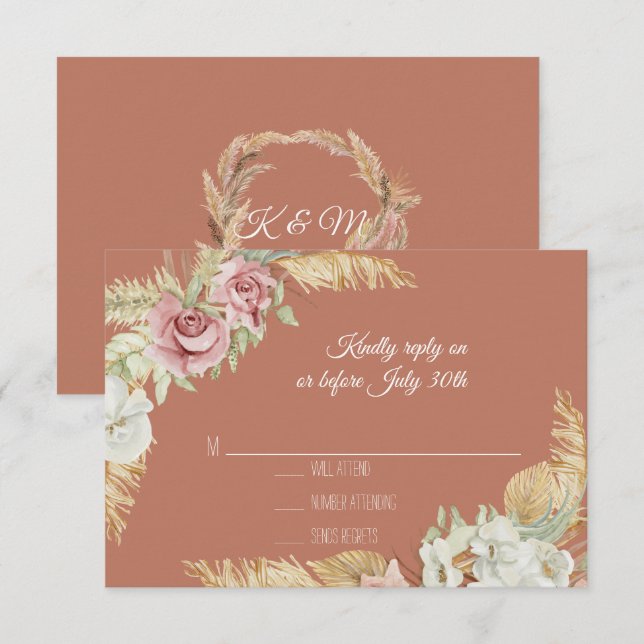 Cartons Réponse Terra Cotta Pampas Pâte en laiton Paume Rose Folio (Devant / Derrière)