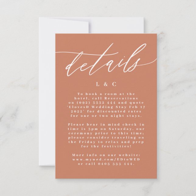 Cartons Réponse Terracotta Dusty Orange Elegant Boho Mariage blanc (Devant)