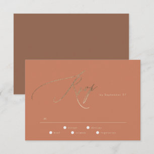 Cartons Réponse Terracotta Dusty Orange Elegant Boho Mariage Or