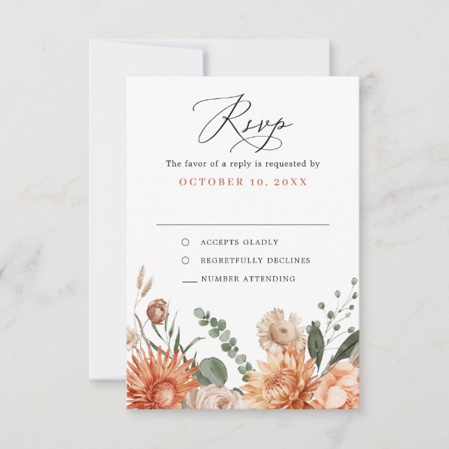 Cartons Réponse Terracotta et Emerald Green Rustic FlorMariage (Devant)