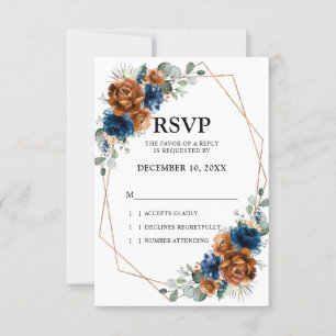 Cartons Réponse Terracotta Marine Bleu Vert Mariage géométrique