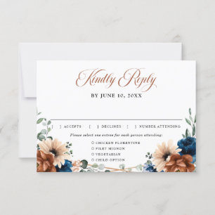 Cartons Réponse Terracotta Marine Bleu Vert Mariage géométrique