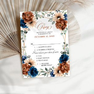 Cartons Réponse Terracotta Marine Bleu Vert Mariage géométrique RS