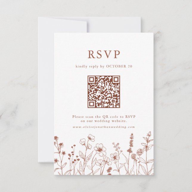 Cartons Réponse Terracotta Rustic Floral Automne Fleur sauvage QR  (Devant)
