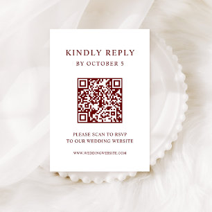 Cartons Réponse Texte blanc et rouge foncé   Code QR Mariage